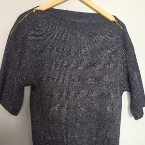 High neck blue sweater